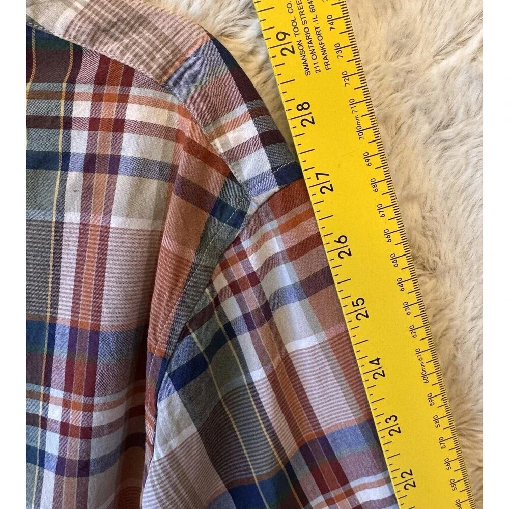 Banana Republic Shirt XL Button-Down 100% Cotton Slim‎ Fit Plaid Red Blue